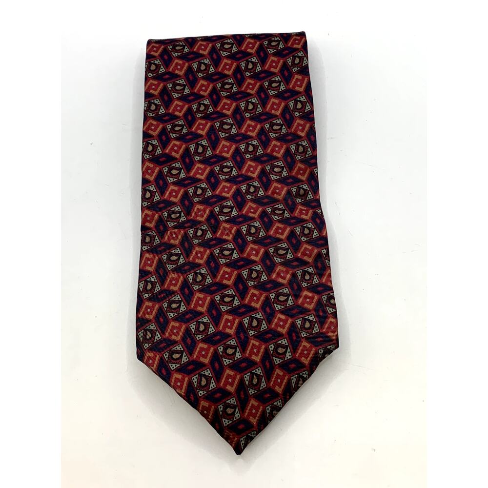 RESILIO Men's Vintage Burgundy Geo Printed Tie